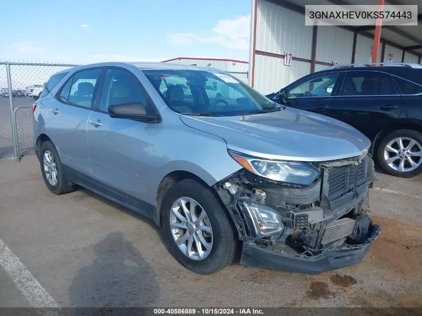 2019 Chevrolet Equinox Ls VIN: 3GNAXHEV0KS574443 Lot: 40586889