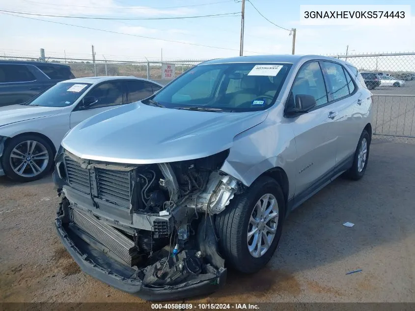 2019 Chevrolet Equinox Ls VIN: 3GNAXHEV0KS574443 Lot: 40586889