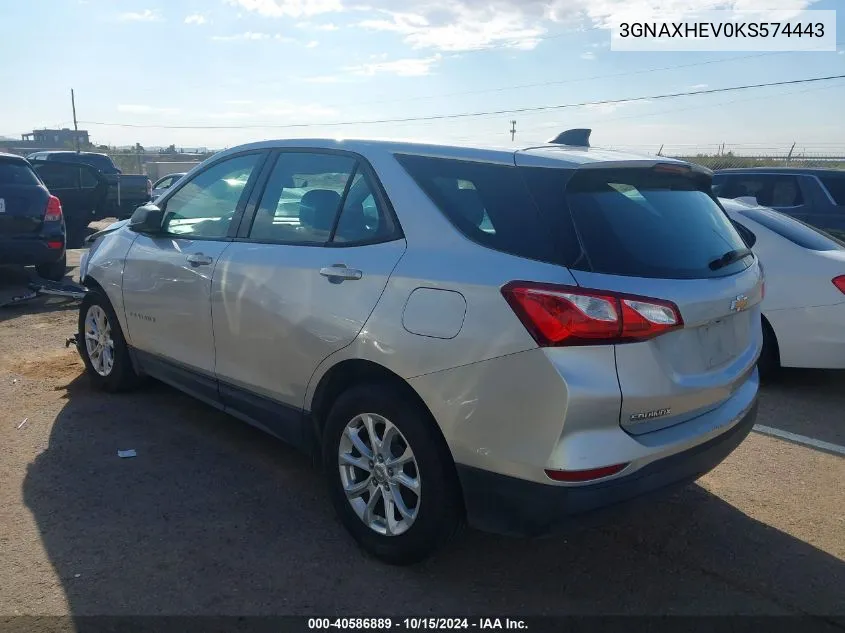 2019 Chevrolet Equinox Ls VIN: 3GNAXHEV0KS574443 Lot: 40586889