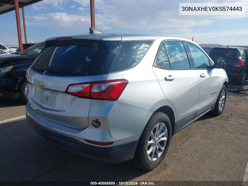 2019 Chevrolet Equinox Ls VIN: 3GNAXHEV0KS574443 Lot: 40586889