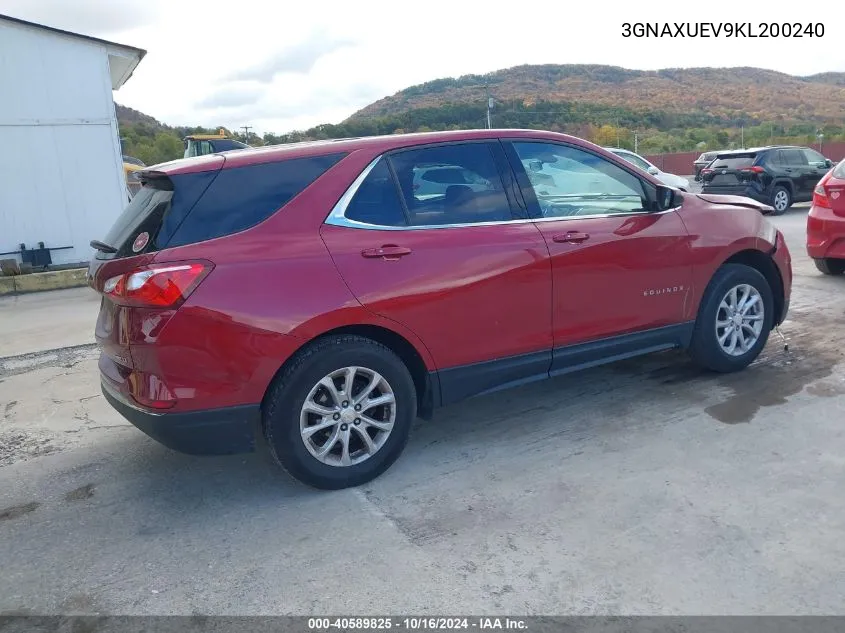 2019 Chevrolet Equinox Lt VIN: 3GNAXUEV9KL200240 Lot: 40589825