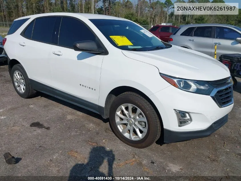 2019 Chevrolet Equinox Ls VIN: 2GNAXHEV0K6261987 Lot: 40591430