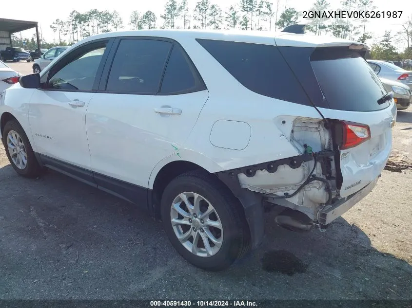 2019 Chevrolet Equinox Ls VIN: 2GNAXHEV0K6261987 Lot: 40591430