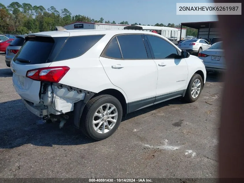 2019 Chevrolet Equinox Ls VIN: 2GNAXHEV0K6261987 Lot: 40591430