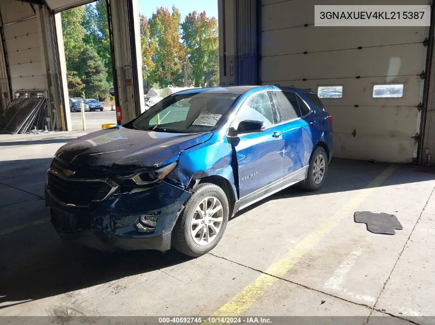 2019 Chevrolet Equinox Lt VIN: 3GNAXUEV4KL215387 Lot: 40592745