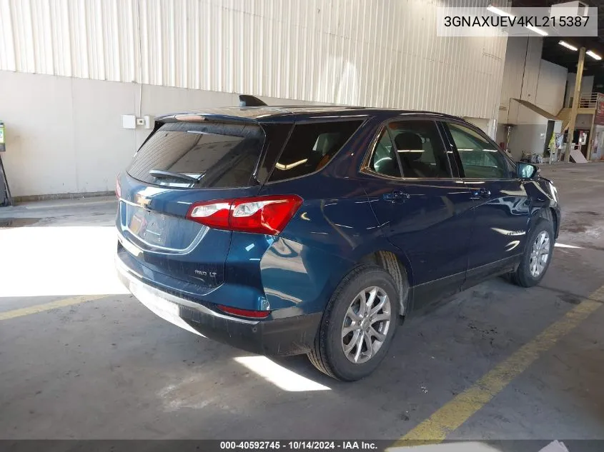 2019 Chevrolet Equinox Lt VIN: 3GNAXUEV4KL215387 Lot: 40592745