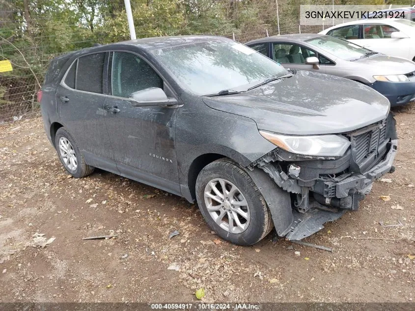 2019 Chevrolet Equinox Lt VIN: 3GNAXKEV1KL231924 Lot: 40594917