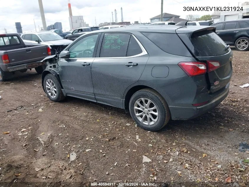 2019 Chevrolet Equinox Lt VIN: 3GNAXKEV1KL231924 Lot: 40594917