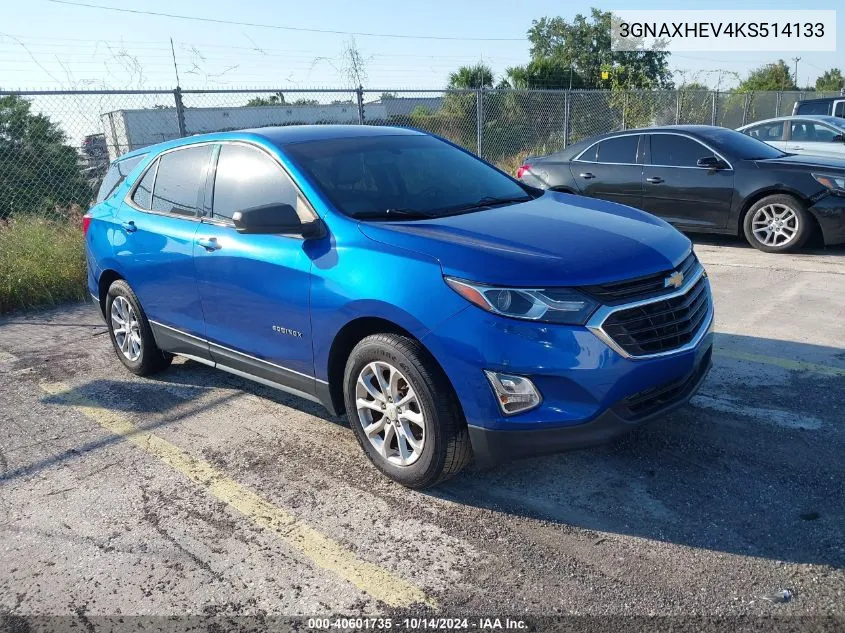 2019 Chevrolet Equinox Ls VIN: 3GNAXHEV4KS514133 Lot: 40601735