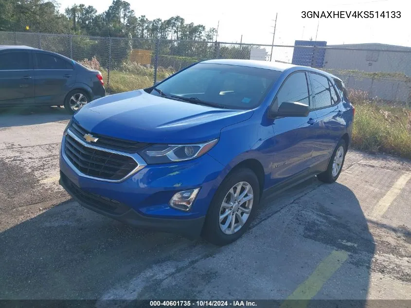 2019 Chevrolet Equinox Ls VIN: 3GNAXHEV4KS514133 Lot: 40601735