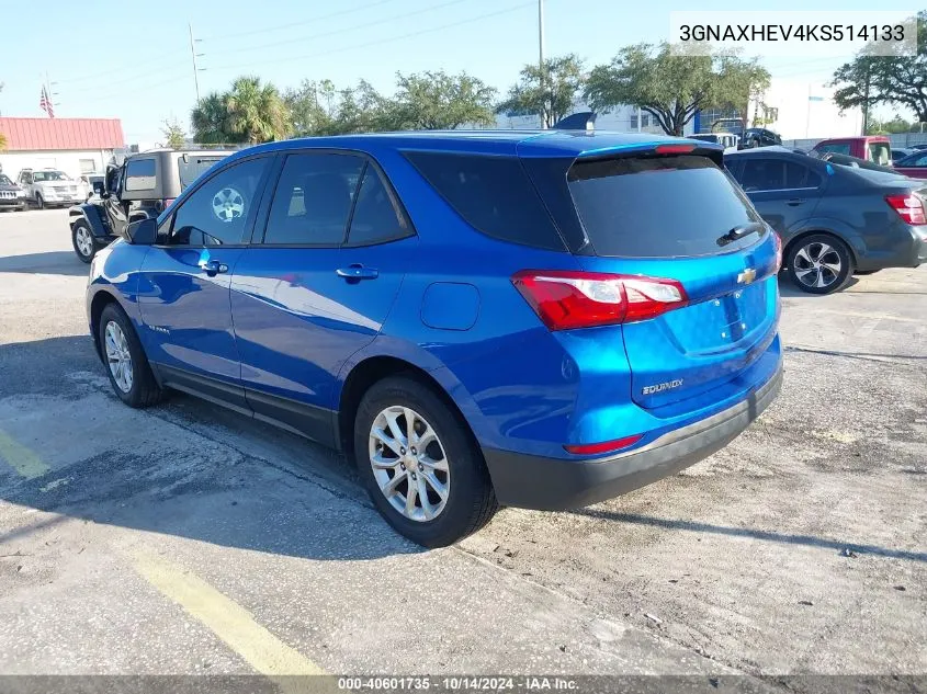 2019 Chevrolet Equinox Ls VIN: 3GNAXHEV4KS514133 Lot: 40601735