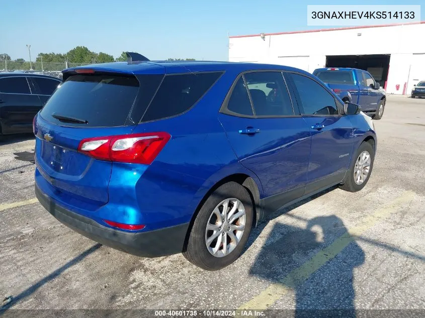 2019 Chevrolet Equinox Ls VIN: 3GNAXHEV4KS514133 Lot: 40601735