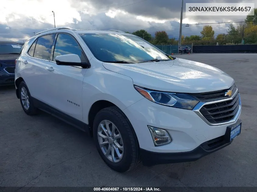 2019 Chevrolet Equinox Lt VIN: 3GNAXKEV6KS564657 Lot: 40604067