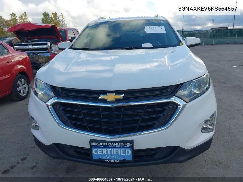 2019 Chevrolet Equinox Lt VIN: 3GNAXKEV6KS564657 Lot: 40604067