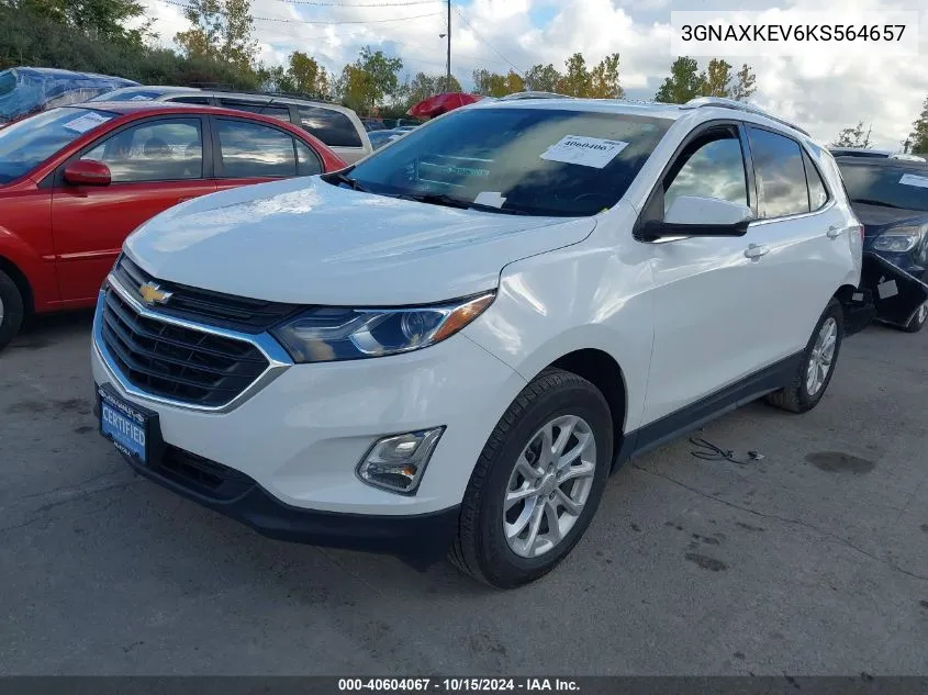 2019 Chevrolet Equinox Lt VIN: 3GNAXKEV6KS564657 Lot: 40604067