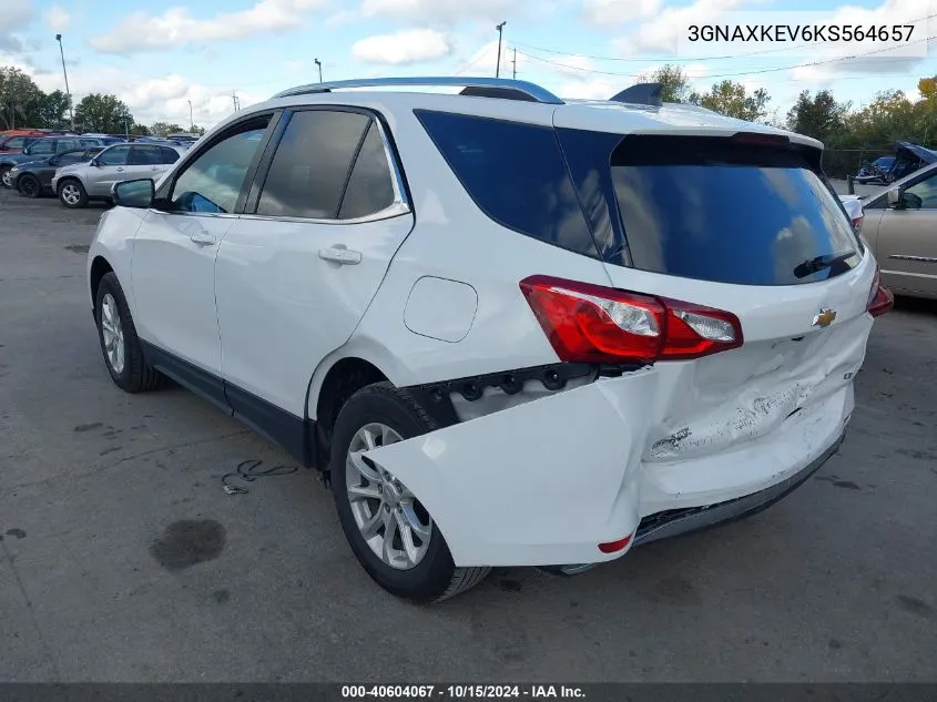 2019 Chevrolet Equinox Lt VIN: 3GNAXKEV6KS564657 Lot: 40604067