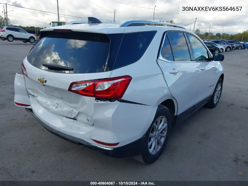 2019 Chevrolet Equinox Lt VIN: 3GNAXKEV6KS564657 Lot: 40604067