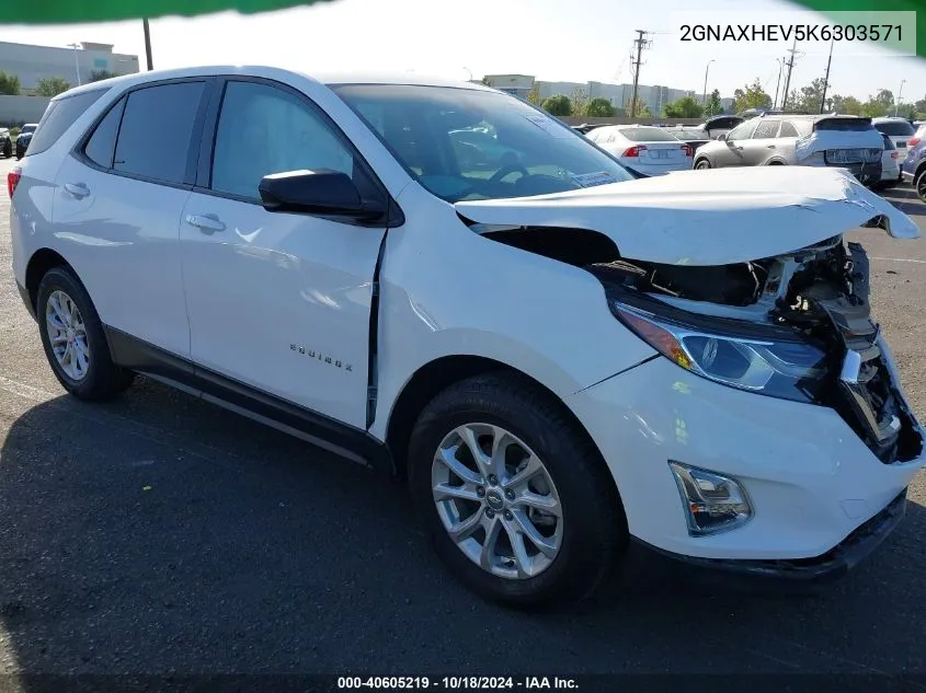 2019 Chevrolet Equinox Ls VIN: 2GNAXHEV5K6303571 Lot: 40605219