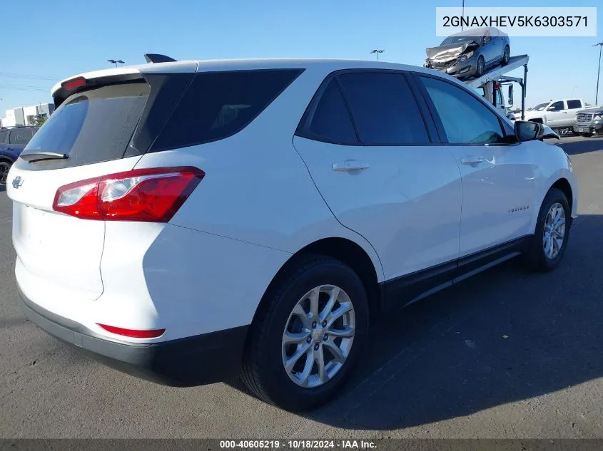 2019 Chevrolet Equinox Ls VIN: 2GNAXHEV5K6303571 Lot: 40605219