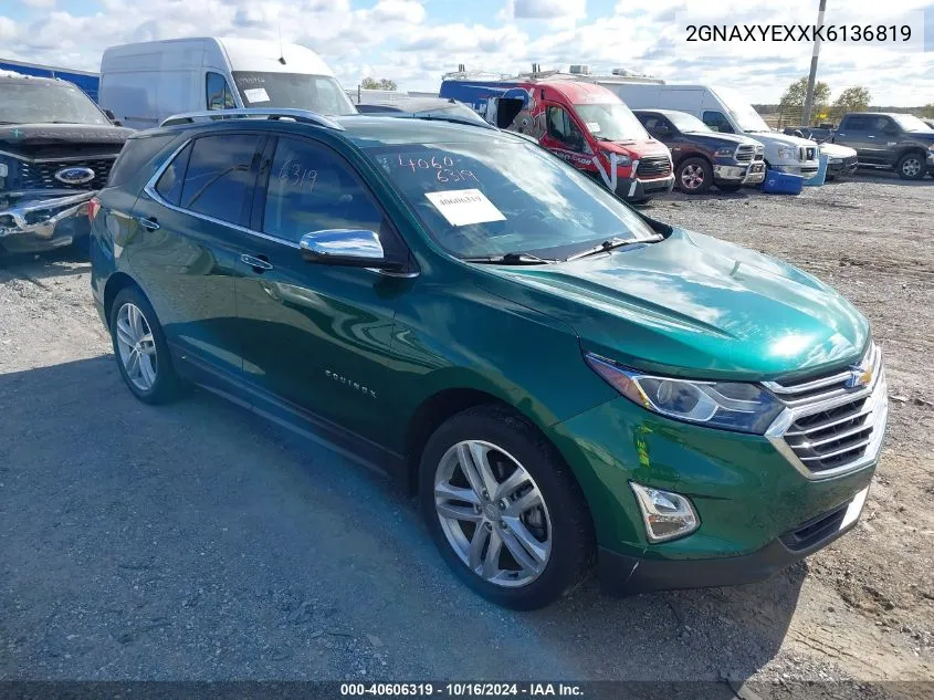 2019 Chevrolet Equinox Premier VIN: 2GNAXYEXXK6136819 Lot: 40606319