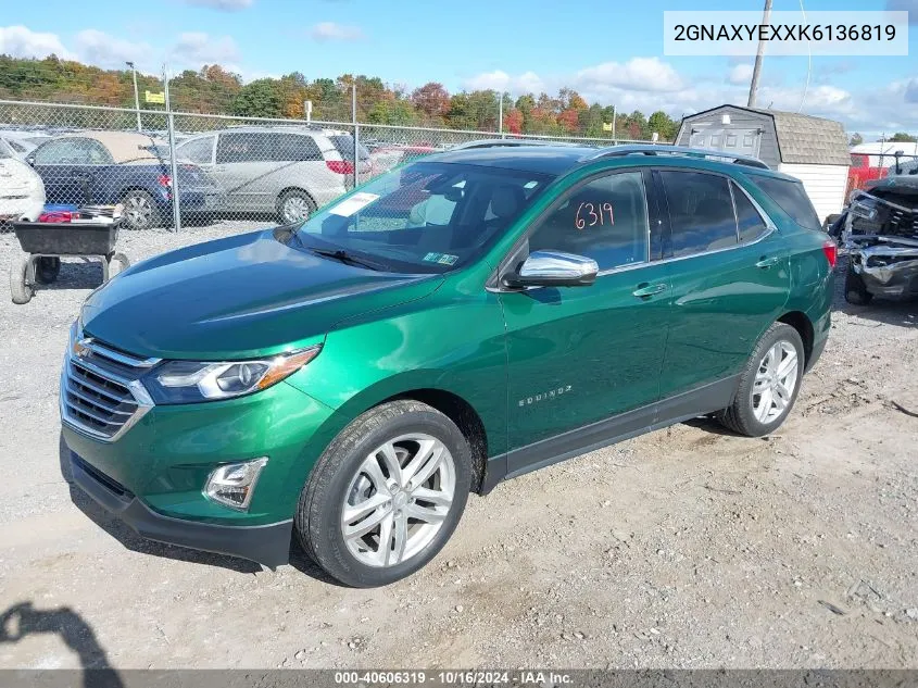 2019 Chevrolet Equinox Premier VIN: 2GNAXYEXXK6136819 Lot: 40606319