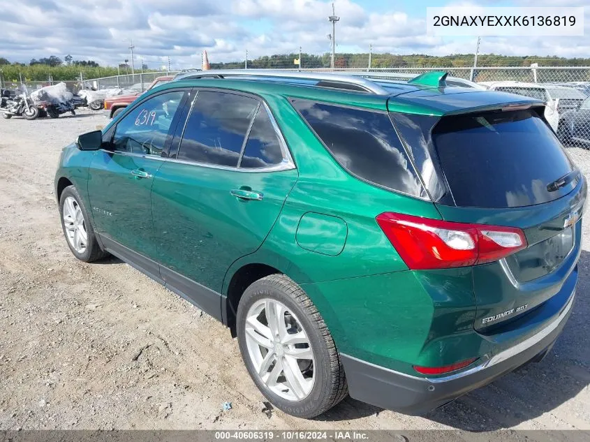 2019 Chevrolet Equinox Premier VIN: 2GNAXYEXXK6136819 Lot: 40606319