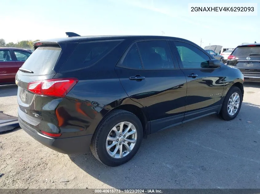 2019 Chevrolet Equinox Ls VIN: 2GNAXHEV4K6292093 Lot: 40615773