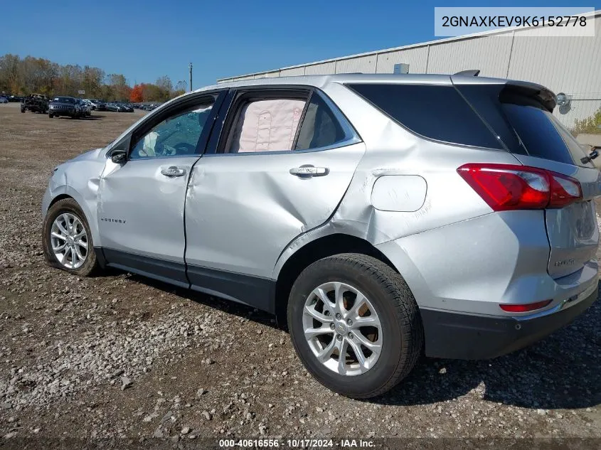 2GNAXKEV9K6152778 2019 Chevrolet Equinox Lt