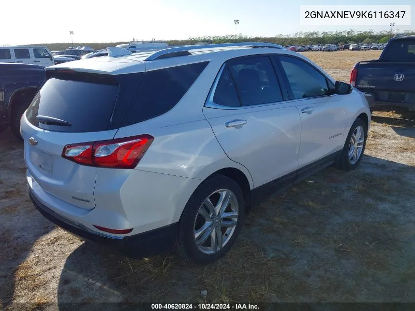 2019 Chevrolet Equinox Premier VIN: 2GNAXNEV9K6116347 Lot: 40620824