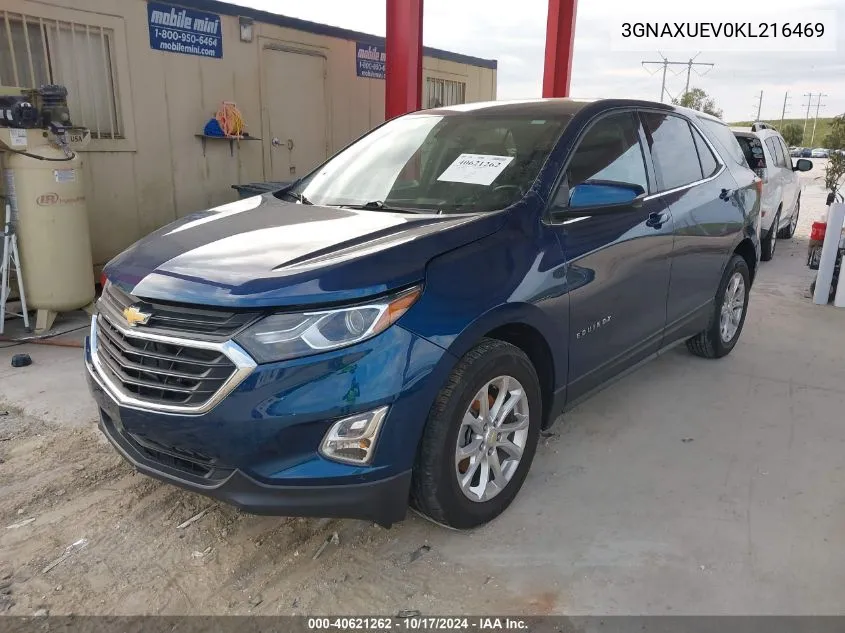 2019 Chevrolet Equinox Lt VIN: 3GNAXUEV0KL216469 Lot: 40621262