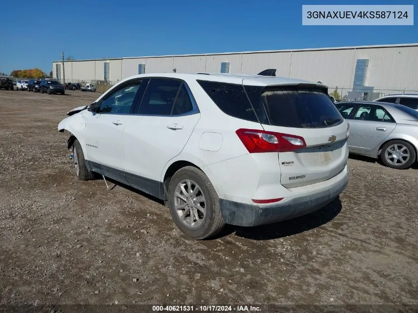 2019 Chevrolet Equinox Lt VIN: 3GNAXUEV4KS587124 Lot: 40621531