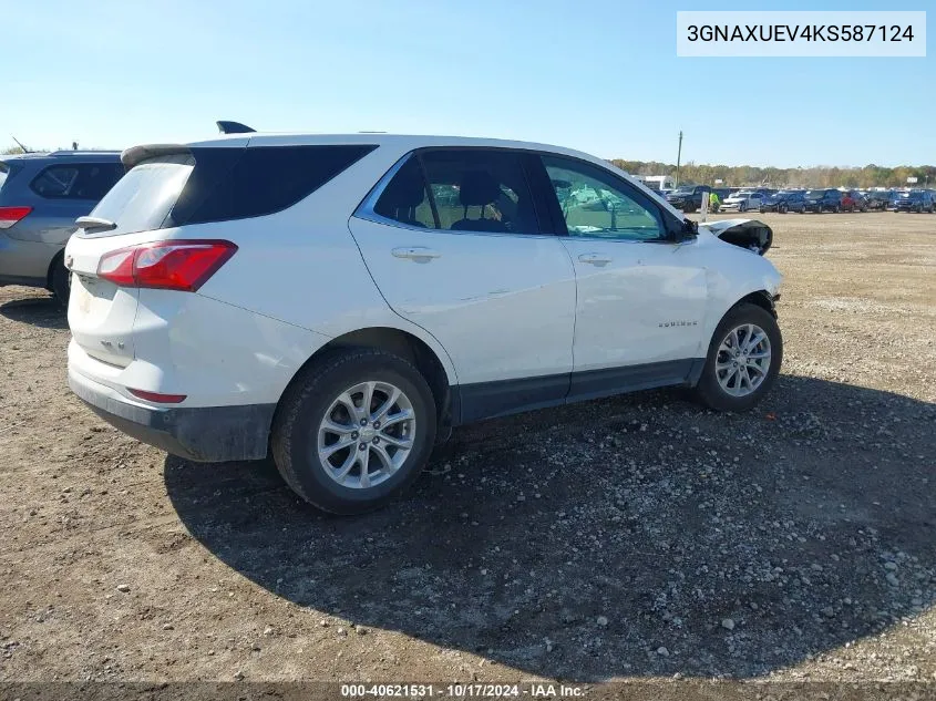 2019 Chevrolet Equinox Lt VIN: 3GNAXUEV4KS587124 Lot: 40621531