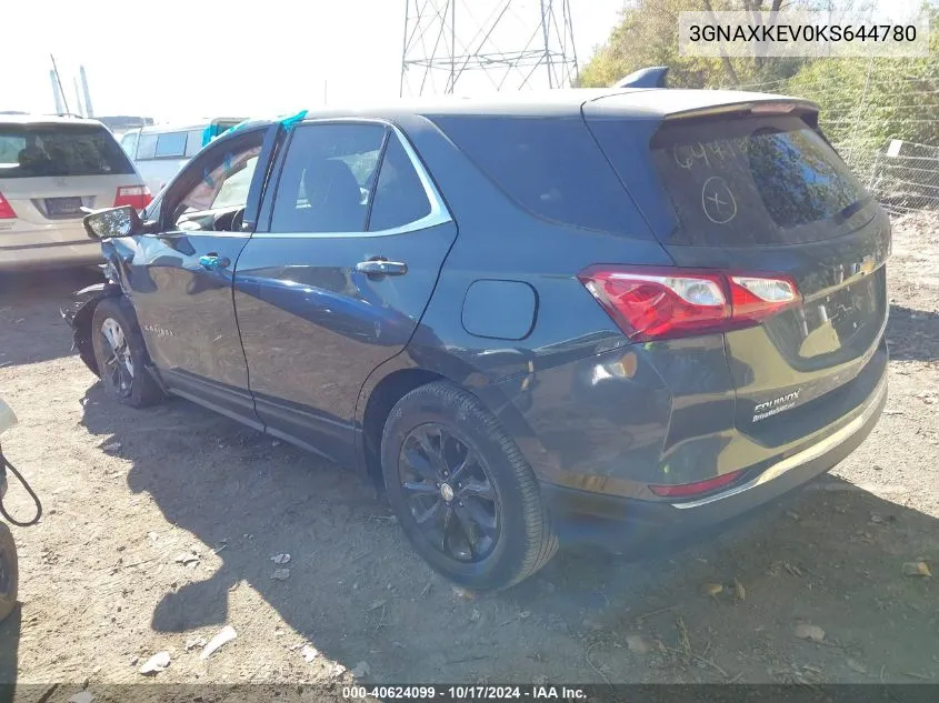 2019 Chevrolet Equinox Lt VIN: 3GNAXKEV0KS644780 Lot: 40624099