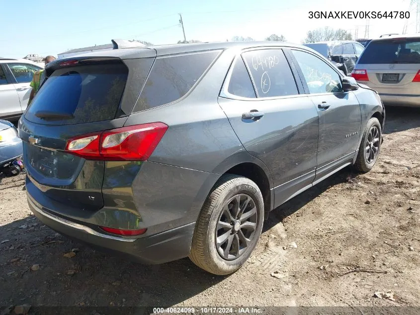 2019 Chevrolet Equinox Lt VIN: 3GNAXKEV0KS644780 Lot: 40624099