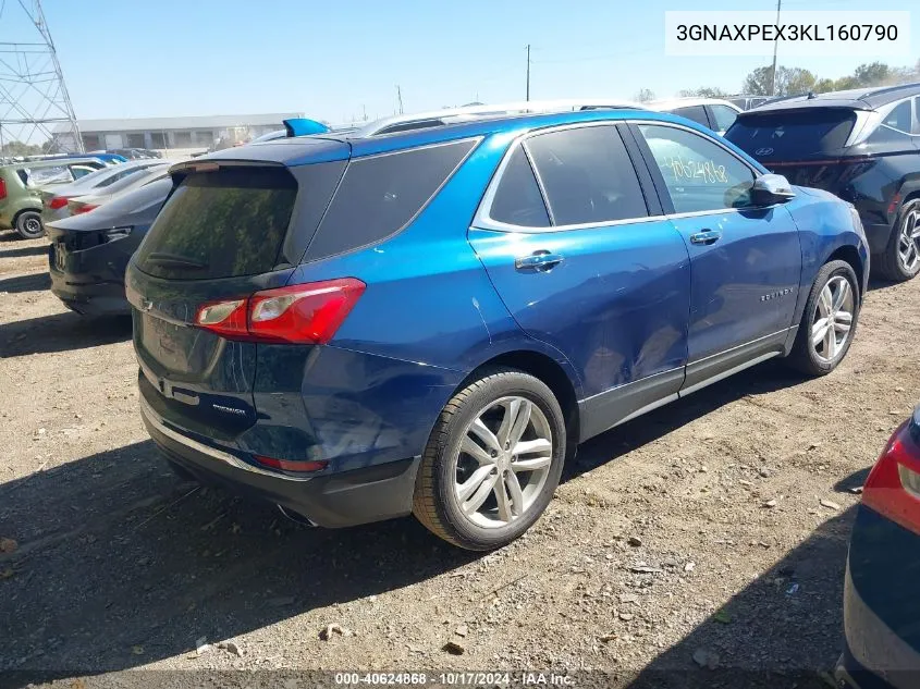 2019 Chevrolet Equinox Premier VIN: 3GNAXPEX3KL160790 Lot: 40624868