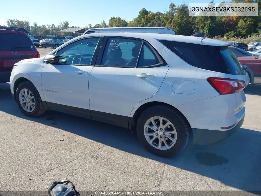 2019 Chevrolet Equinox Ls VIN: 3GNAXSEV8KS532695 Lot: 40626441