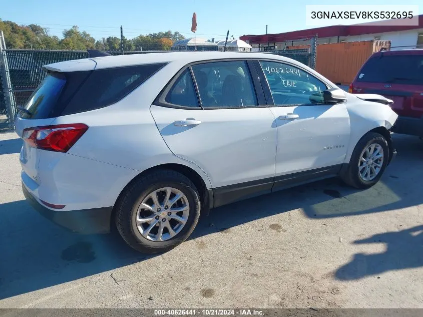 2019 Chevrolet Equinox Ls VIN: 3GNAXSEV8KS532695 Lot: 40626441