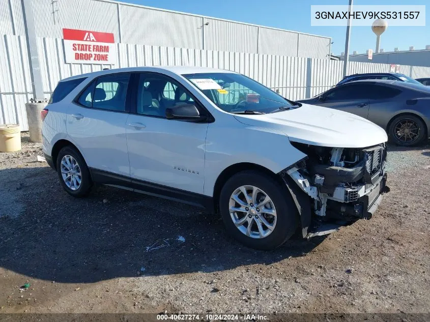 2019 Chevrolet Equinox Ls VIN: 3GNAXHEV9KS531557 Lot: 40627274