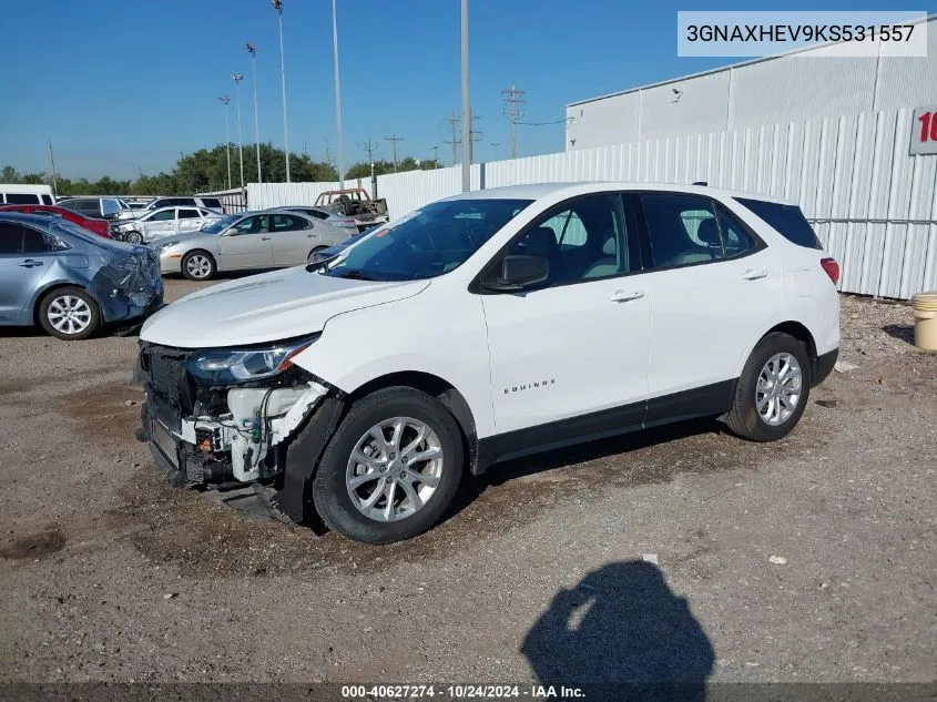 2019 Chevrolet Equinox Ls VIN: 3GNAXHEV9KS531557 Lot: 40627274