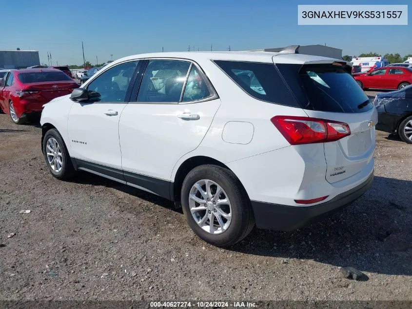 2019 Chevrolet Equinox Ls VIN: 3GNAXHEV9KS531557 Lot: 40627274