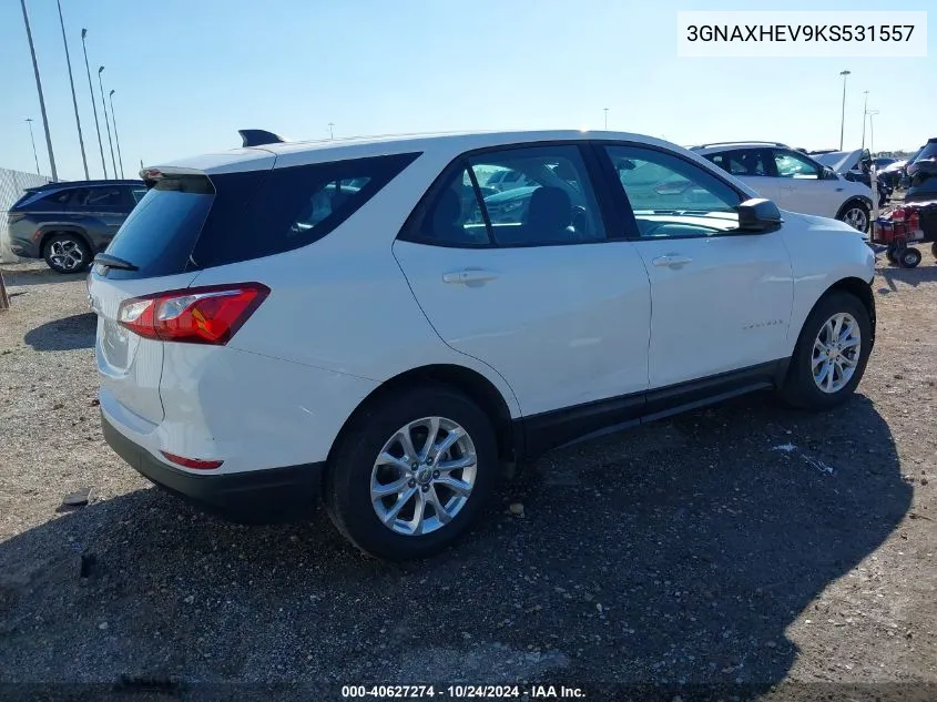 2019 Chevrolet Equinox Ls VIN: 3GNAXHEV9KS531557 Lot: 40627274