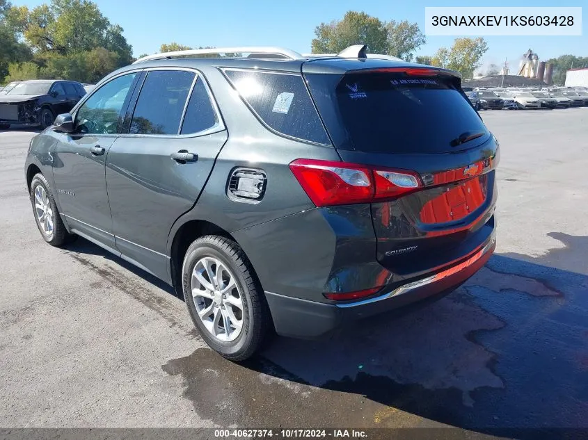 2019 Chevrolet Equinox Lt VIN: 3GNAXKEV1KS603428 Lot: 40627374