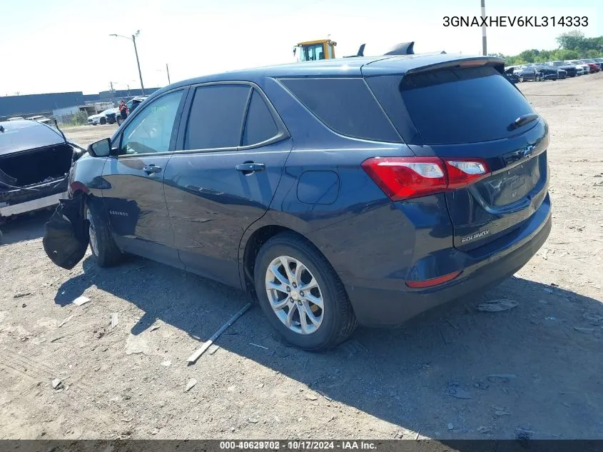 2019 Chevrolet Equinox Ls VIN: 3GNAXHEV6KL314333 Lot: 40629702