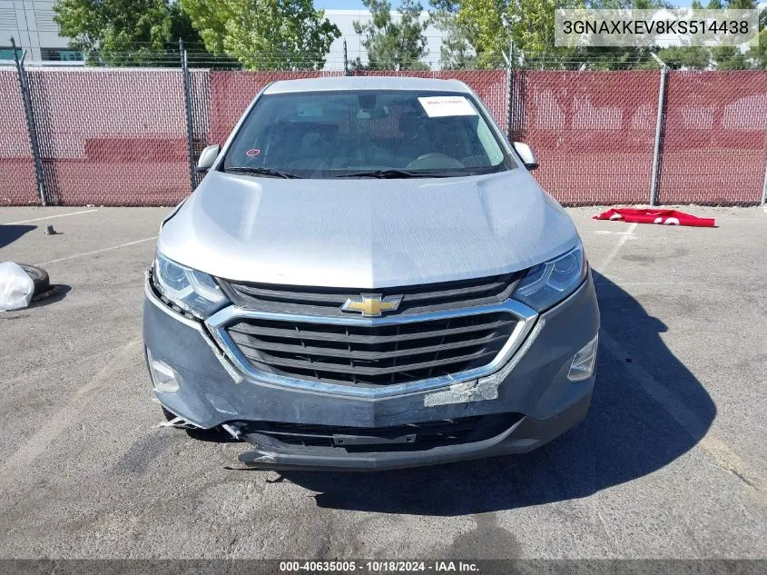 2019 Chevrolet Equinox Lt VIN: 3GNAXKEV8KS514438 Lot: 40635005