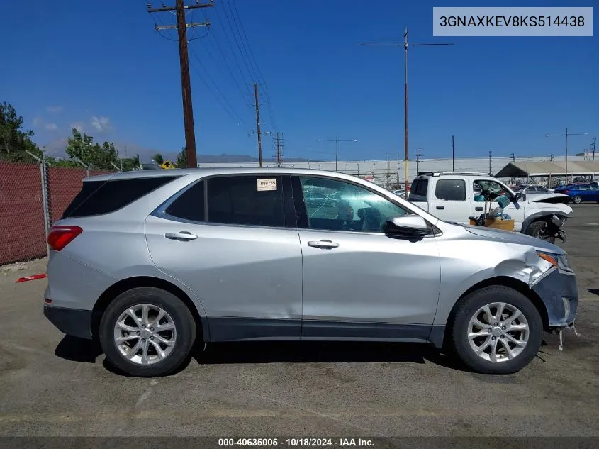 2019 Chevrolet Equinox Lt VIN: 3GNAXKEV8KS514438 Lot: 40635005