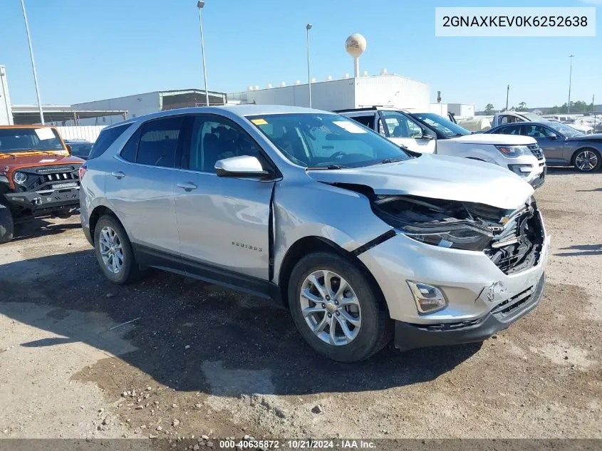 2019 Chevrolet Equinox Lt VIN: 2GNAXKEV0K6252638 Lot: 40635872