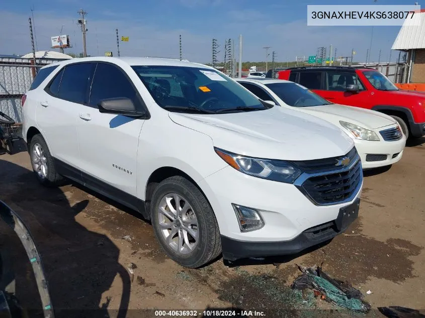 2019 Chevrolet Equinox Ls VIN: 3GNAXHEV4KS638077 Lot: 40636932