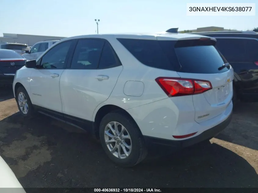 2019 Chevrolet Equinox Ls VIN: 3GNAXHEV4KS638077 Lot: 40636932