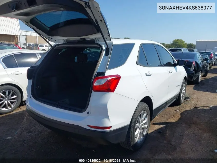 2019 Chevrolet Equinox Ls VIN: 3GNAXHEV4KS638077 Lot: 40636932