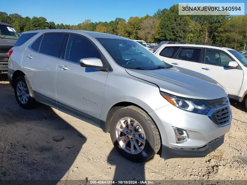 2019 Chevrolet Equinox Lt VIN: 3GNAXJEV0KL340594 Lot: 40641814